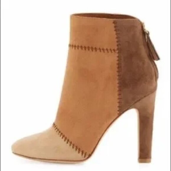 Joie Briona Suede Patchwork Heels in Chestnut Multi 38/8 - Picture 1 of 9